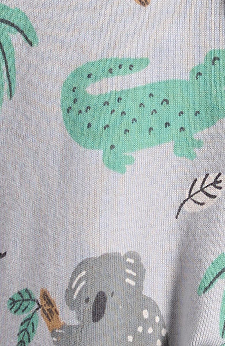 Little Planet Print Organic Cotton Zip Footie, Alternate, color, Safari