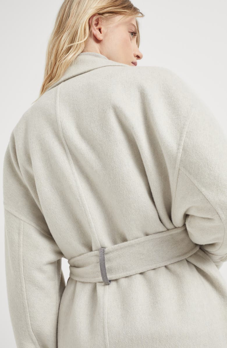 Brunello Cucinelli Hand-crafted coat in cashmere double beaver cloth with monili, Alternate, color,