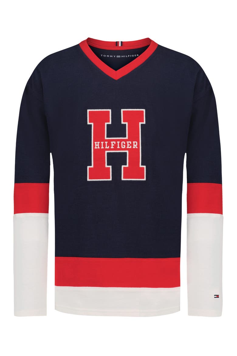 Kids' H Team Jersey Long Sleeve Cotton Top, Main, color, NAVY BLAZER