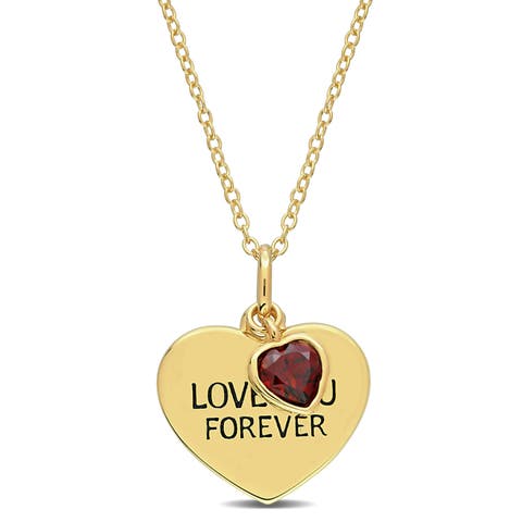 LOVE YOU FOREVER Heart Necklace Plated Silver