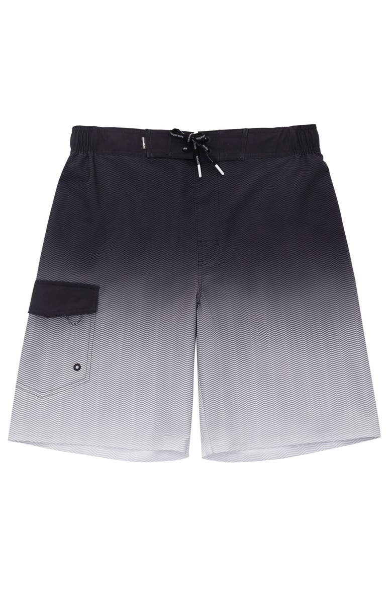 Quick-Dry Swim Trunks with Elastic Waist, Main, color, Black