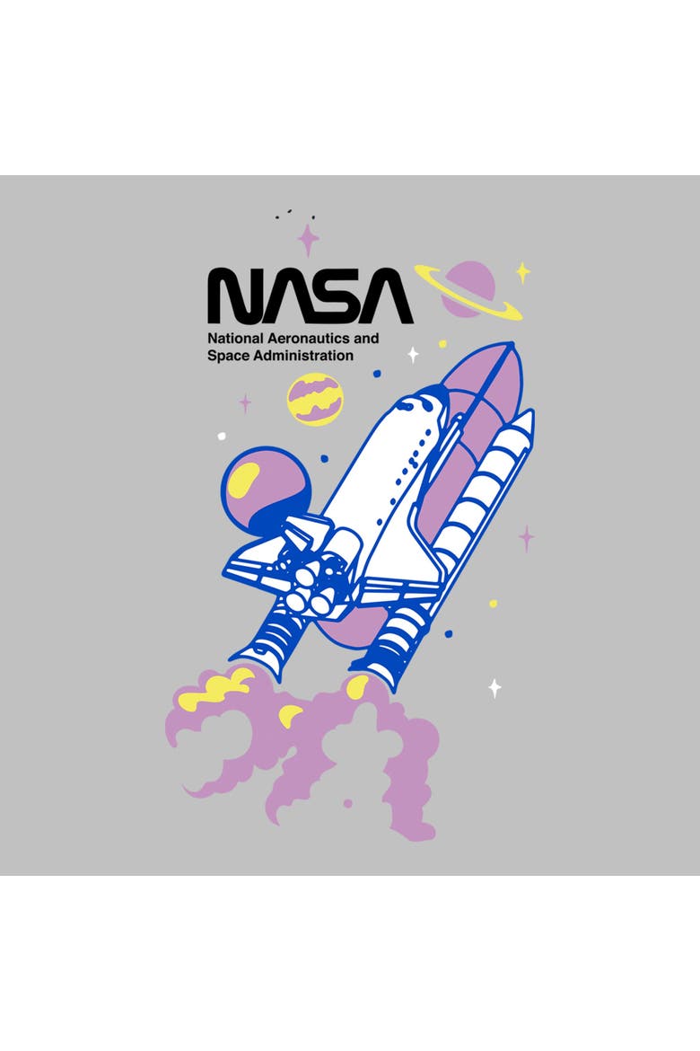 Junior's NASA Space Shuttle Illustration  Graphic T-Shirt, Alternate, color, Athletic Heather