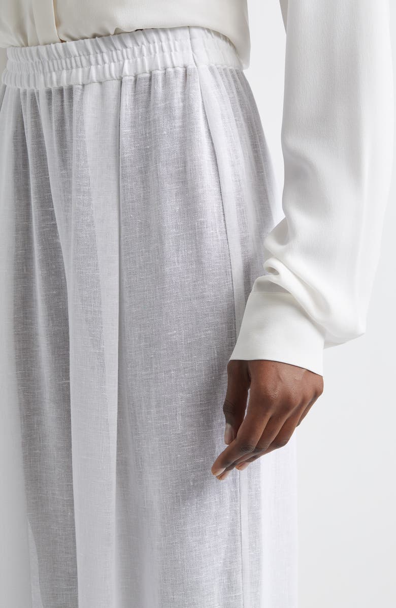 Michael Kors Collection Pleated Wide Leg Linen Pajama Pants, Alternate, color, Optic White