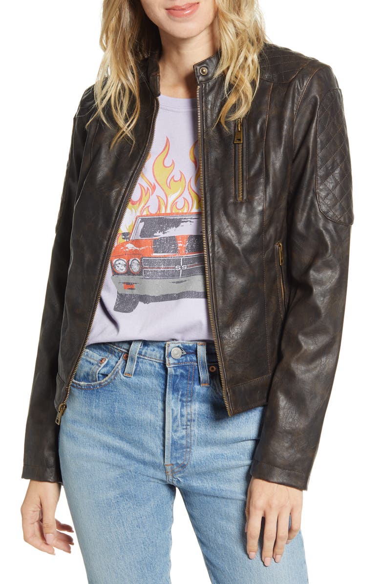 Levi's<sup>®</sup> Faux Leather Racer Jacket, Main, color,