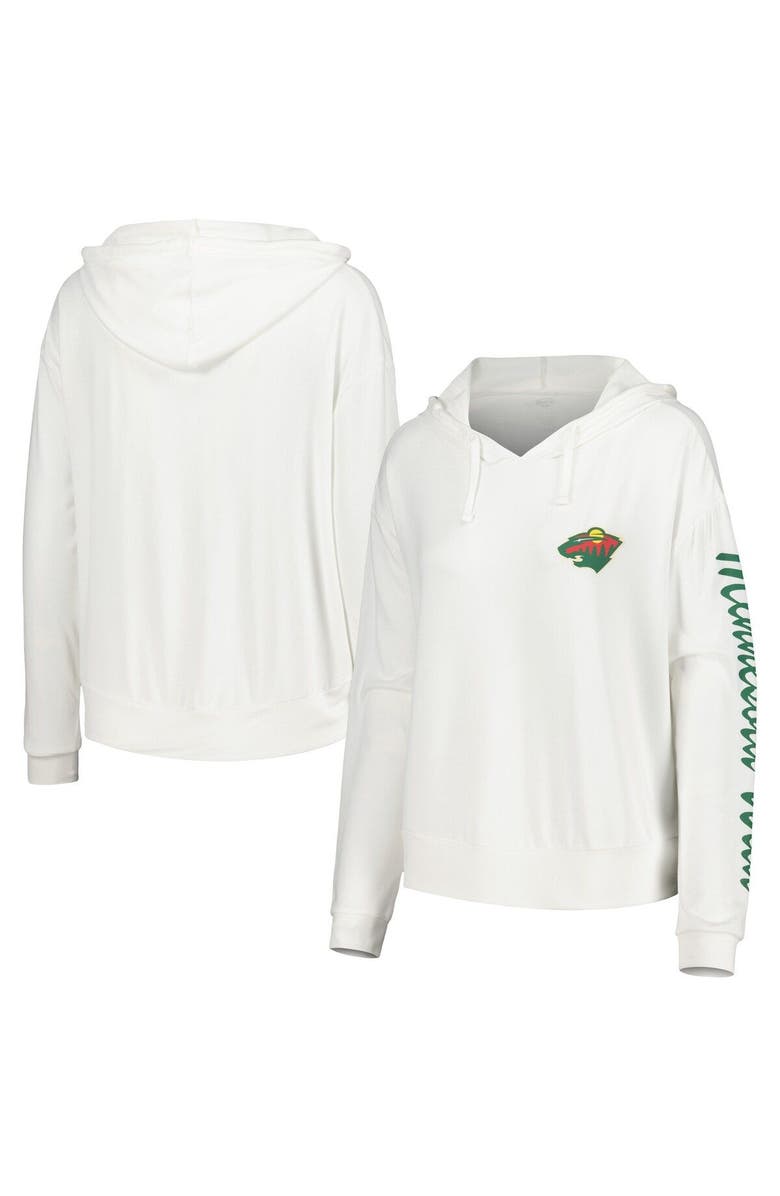 CONCEPTS SPORT Women's Concepts Sport White Minnesota Wild Accord Hacci Long Sleeve Hoodie T-Shirt, Main, color, 