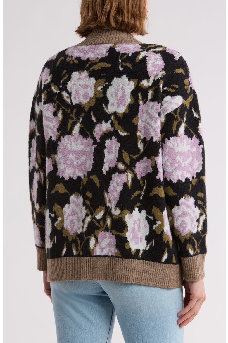 Oversize Floral Jacquard Cardigan, Alternate, color, LAVENDER MULTI