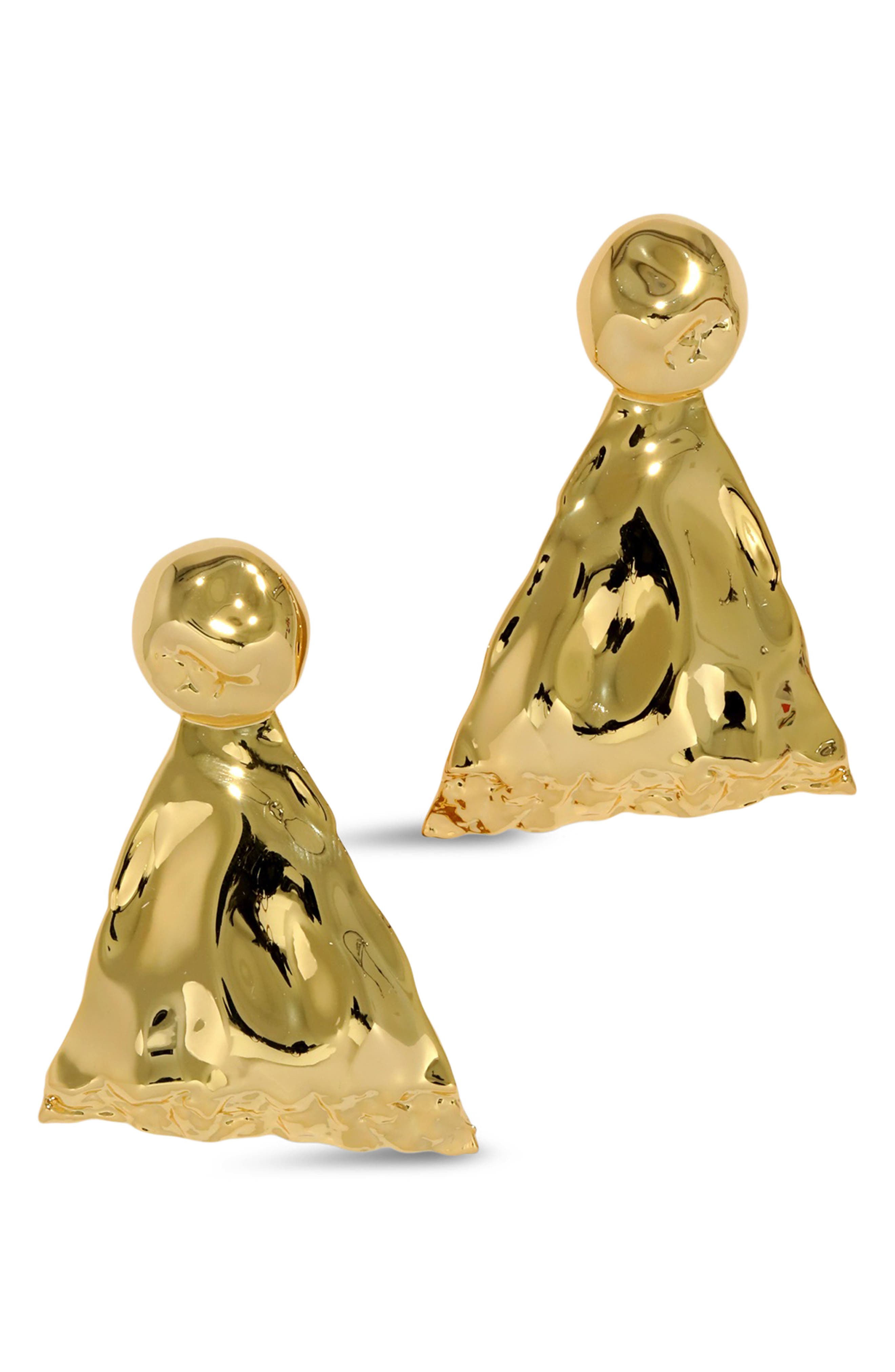 Alexis Bittar Brut Triangle Drop Earrings in Gold 