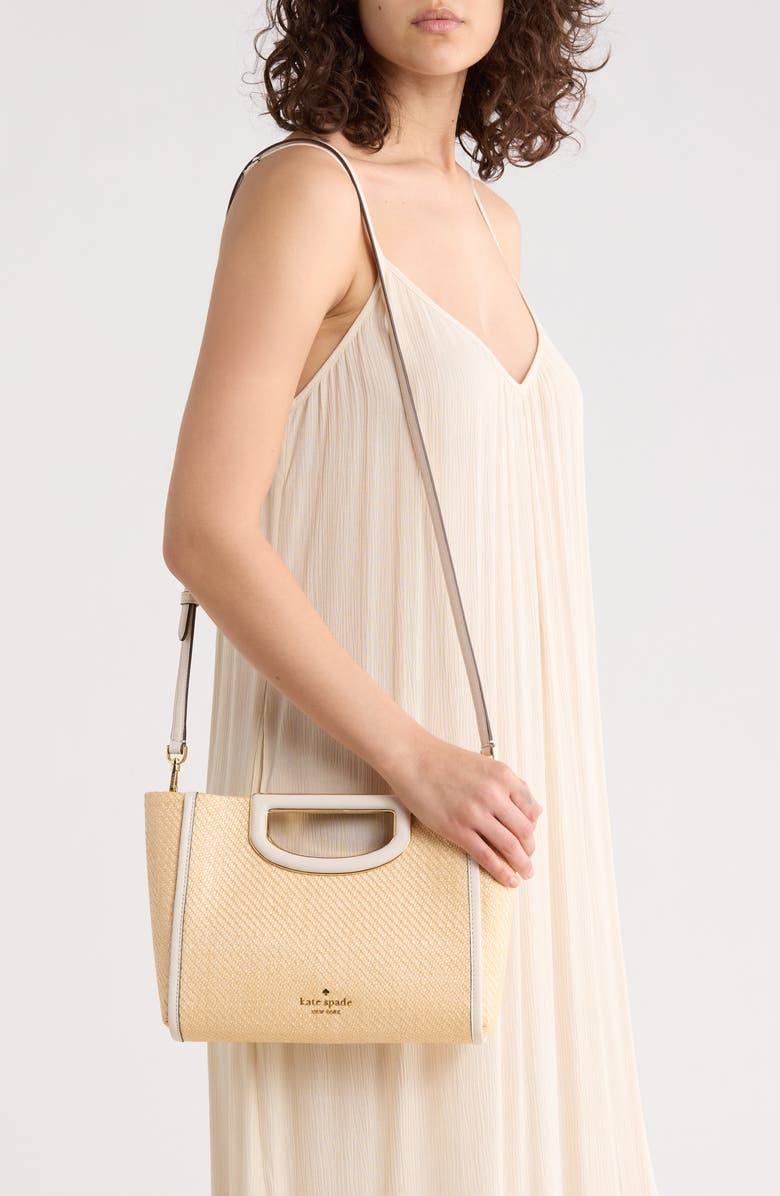 Kate Spade New York alexia straw crossbody clutch, Alternate, color, Parchment Multi