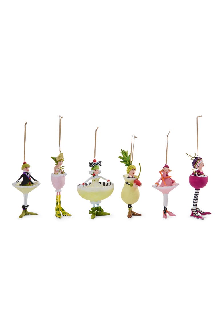 Set of 6 Patience Brewster Mini Cocktail Ornaments, Alternate, color, MULTI YELLOW