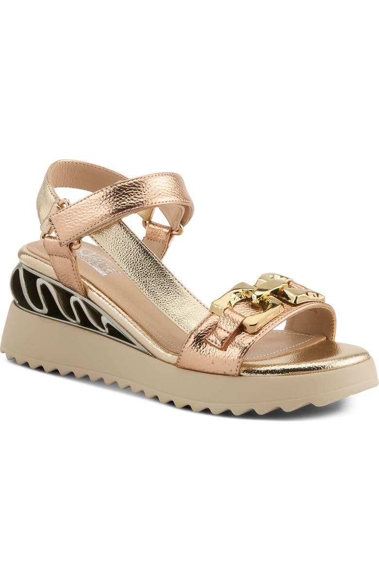 AZURA BY SPRING STEP Fabilosi Ankle Strap Wedge Sandal, Main, color, Champagne Multi