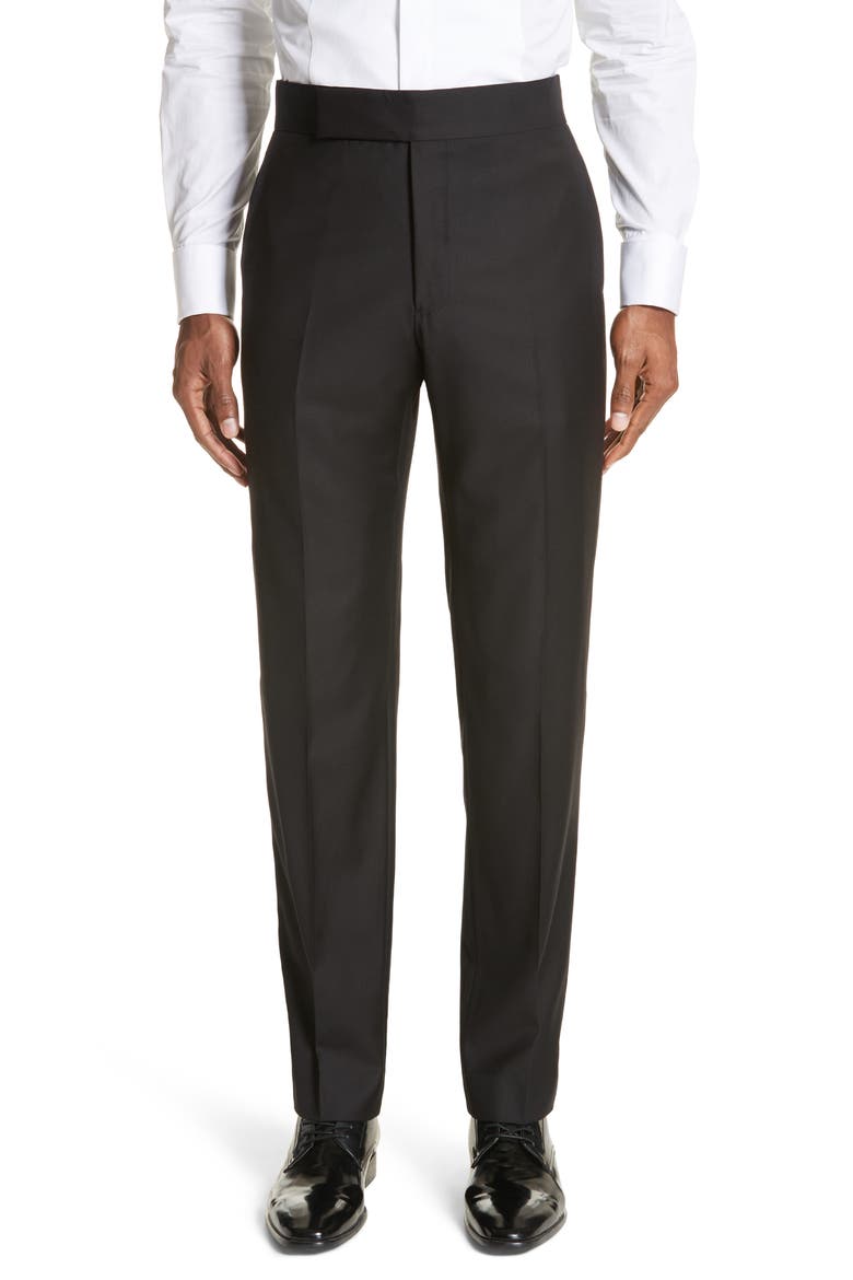 Trim Fit Wool Tuxedo, Alternate, color, BLACK