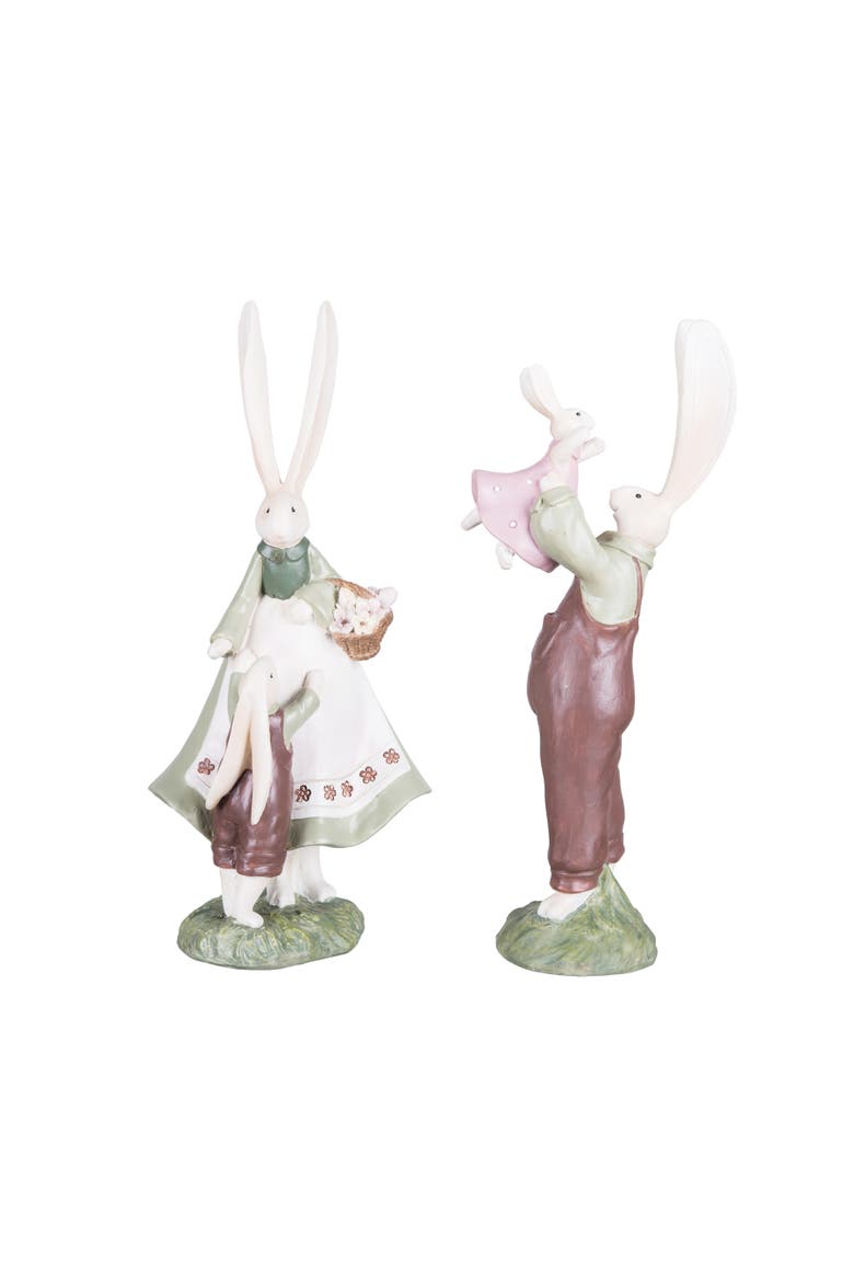 Mom And Dad With Family Bunny Figurine A/2, Main, color, Brown