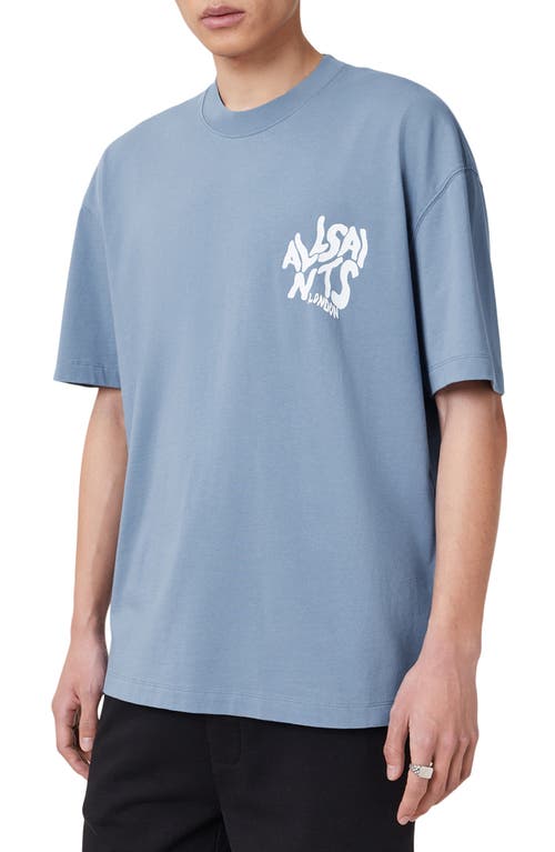 Allsaints Orlando Logo Oversize Graphic T-shirt In Blue