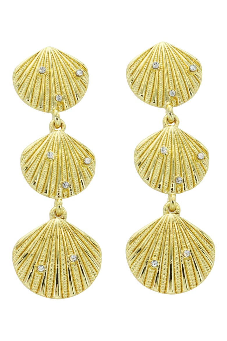 Linear Crystal Shell Drop Earrings, Main, color, GOLD