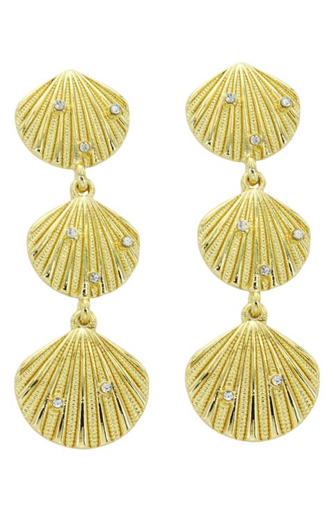 Linear Crystal Shell Drop Earrings