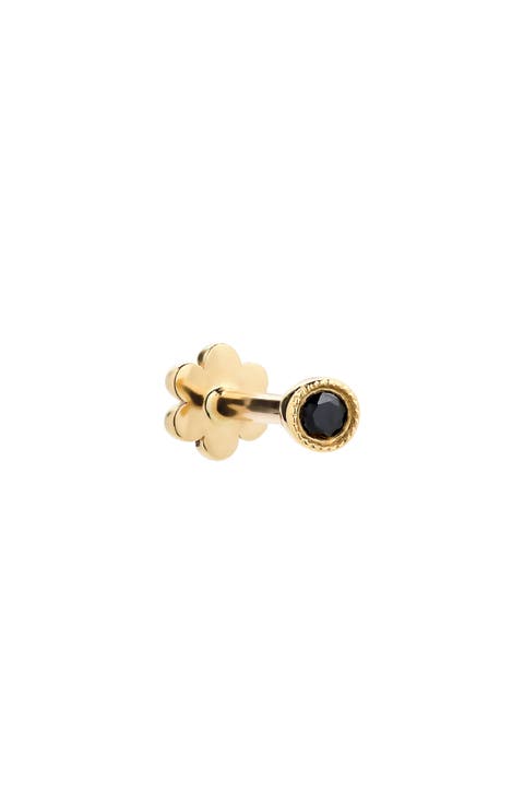 Scalloped Black Diamond Stud Earring
