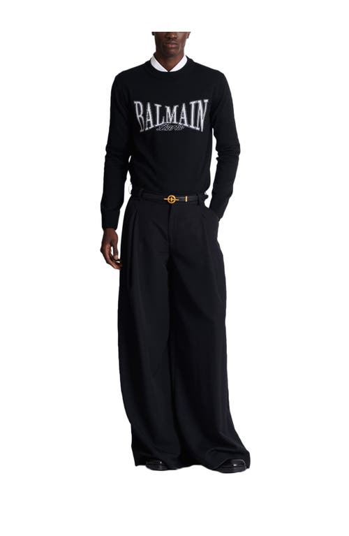 Balmain College Jacquard Knit Jumper In Black