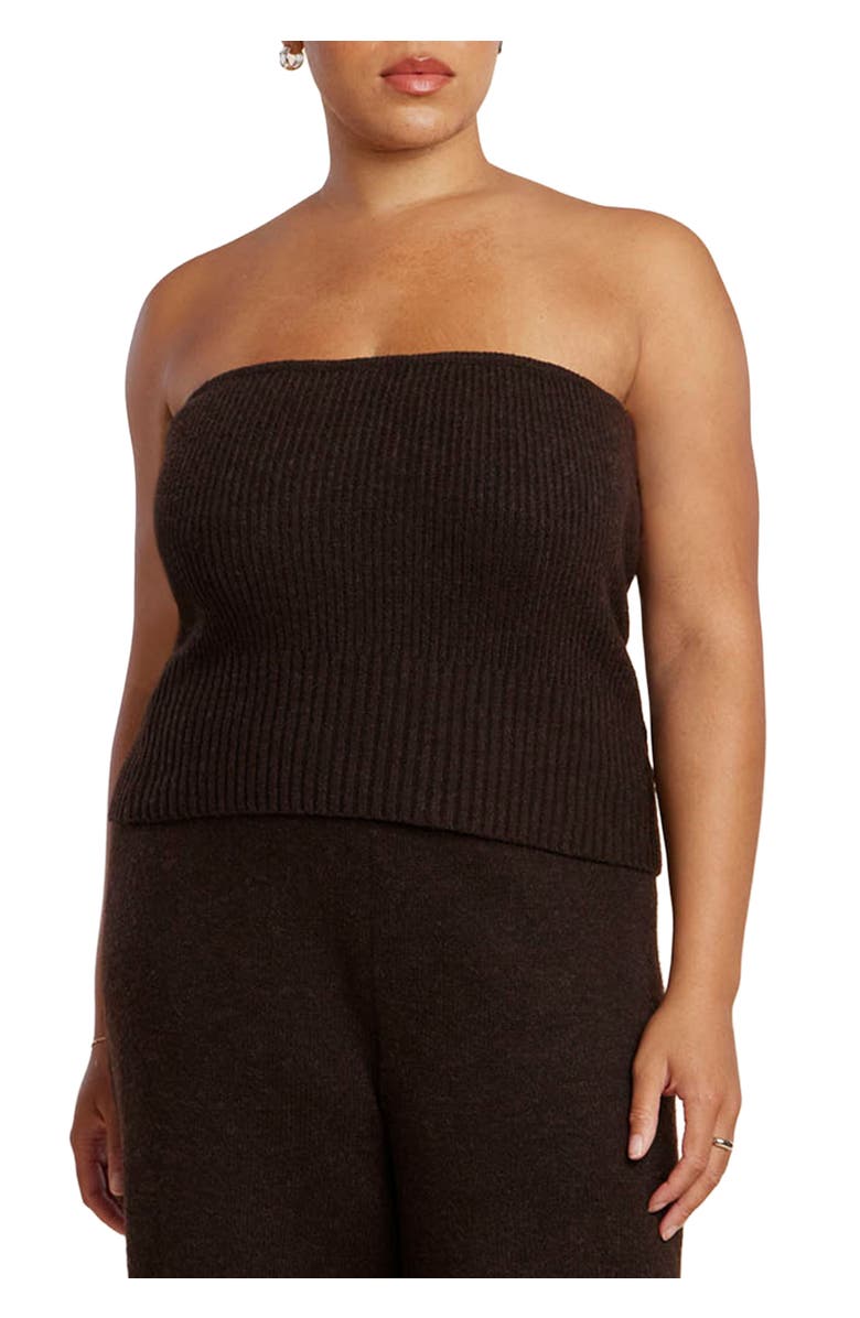 ELOQUII Sweater Ribbed Tube Top, Main, color, Chicory Coffee