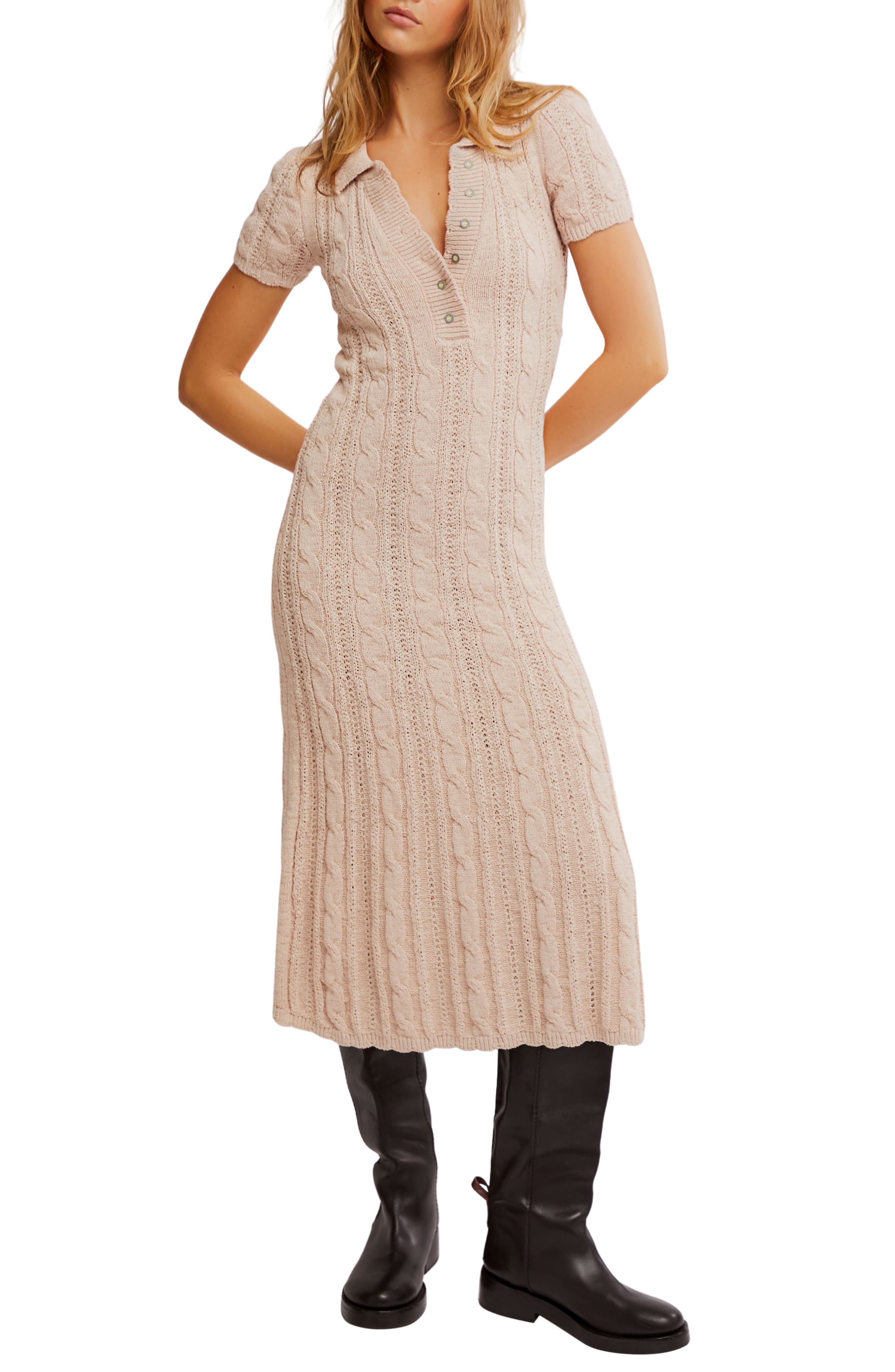 Free People Amory Cable Stitch Midi Dress