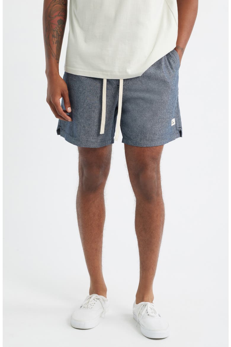 Rico Volley Linen & Cotton Drawstring Shorts, Main, color, DARK NAVY