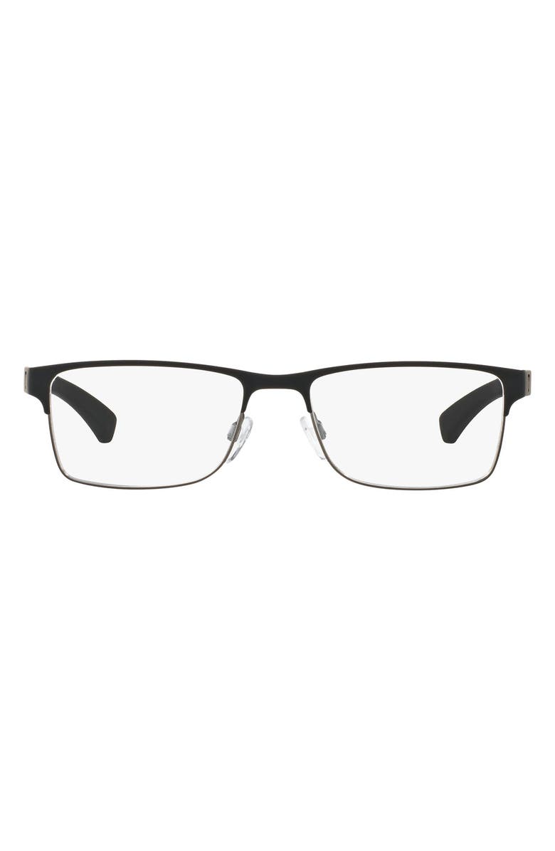 Emporio Armani 53mm or 55mm Rectangular Optical Glasses, Main, color, Black