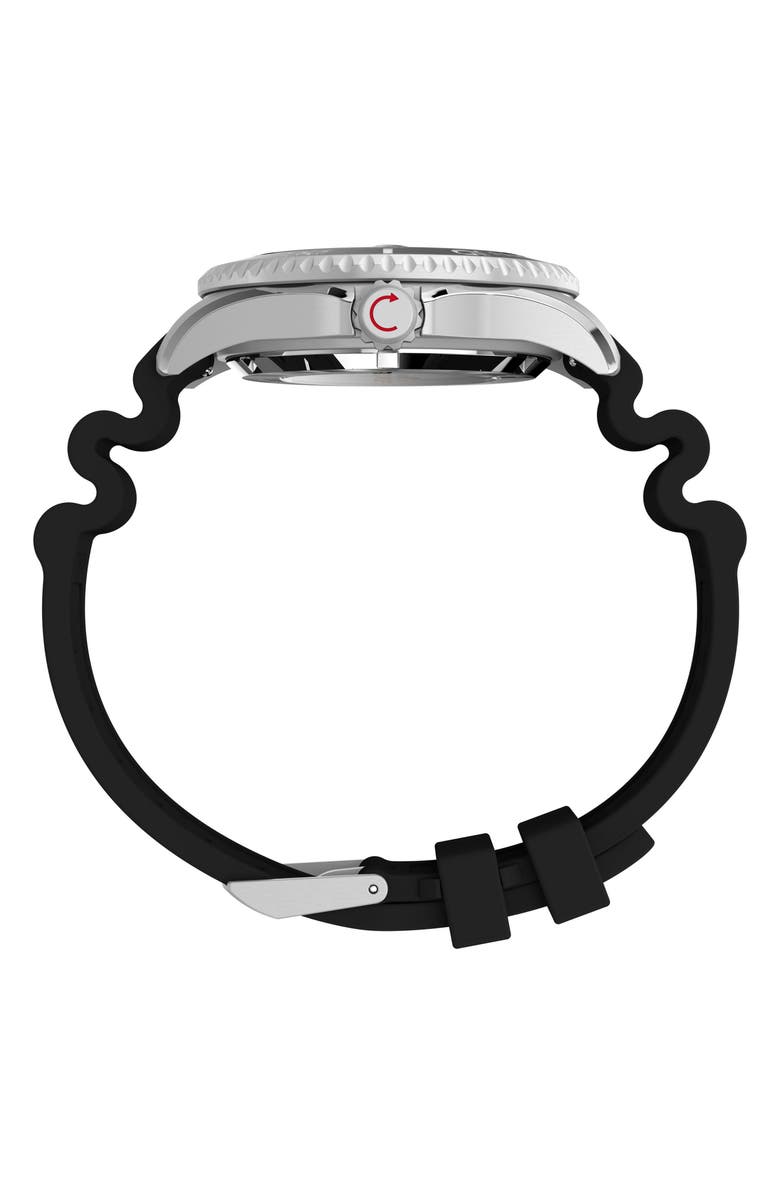 Timex<sup>®</sup> Deepwater Meridian Automatic Rubber Strap Watch, 44mm, Alternate, color, Black