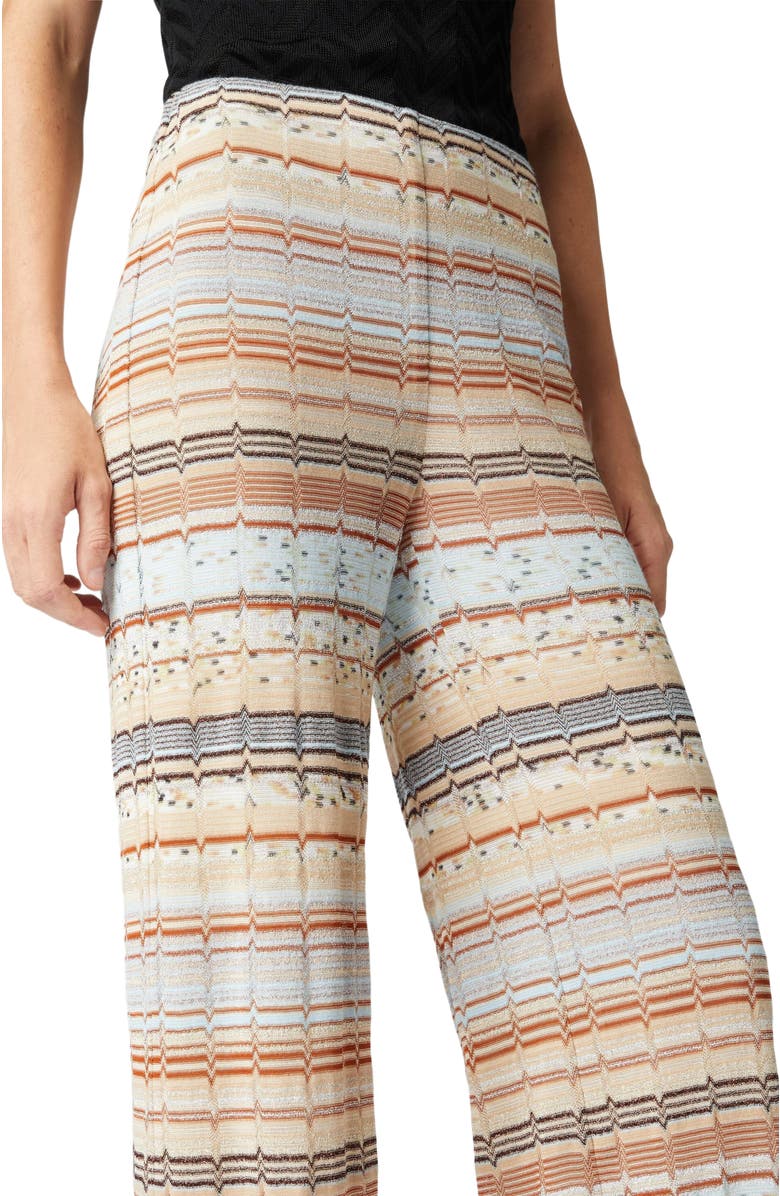 Missoni Viscose And Cotton Palazzo Trousers With Lamé Zigzag Fret, Alternate, color, Multicoloured
