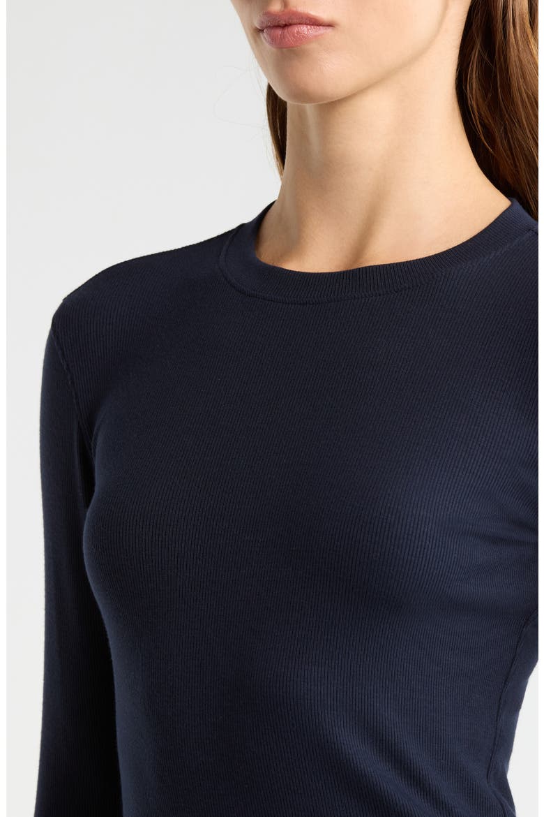 The Long Sleeve Rib Crewneck T-Shirt, Alternate, color, NAVY