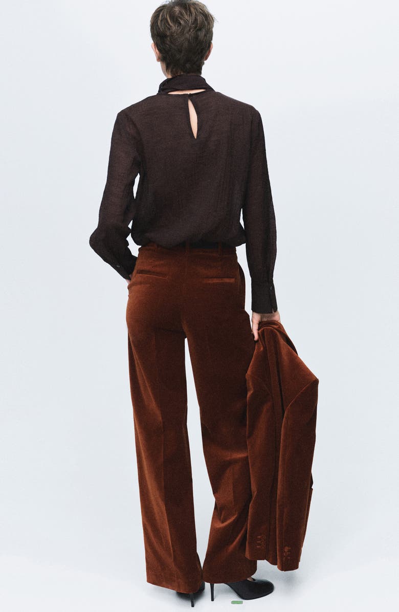 MANGO Velvet Straight Leg Pants, Alternate, color, Burnt Orange