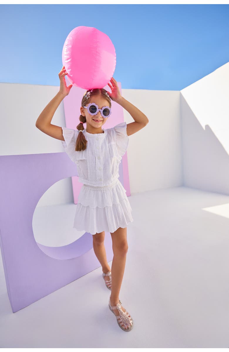 BISBY Kids' Tiered Skort, Alternate, color, White Seersucker