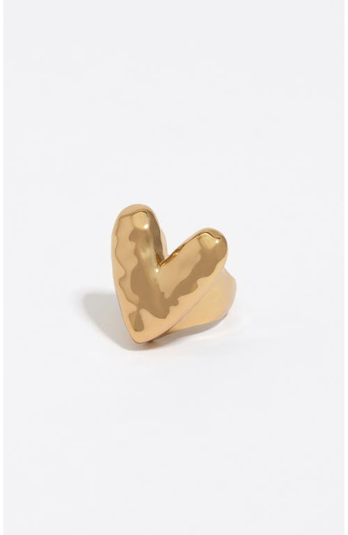 Bimba Y Lola Dark Textured Heart Ring In Gold