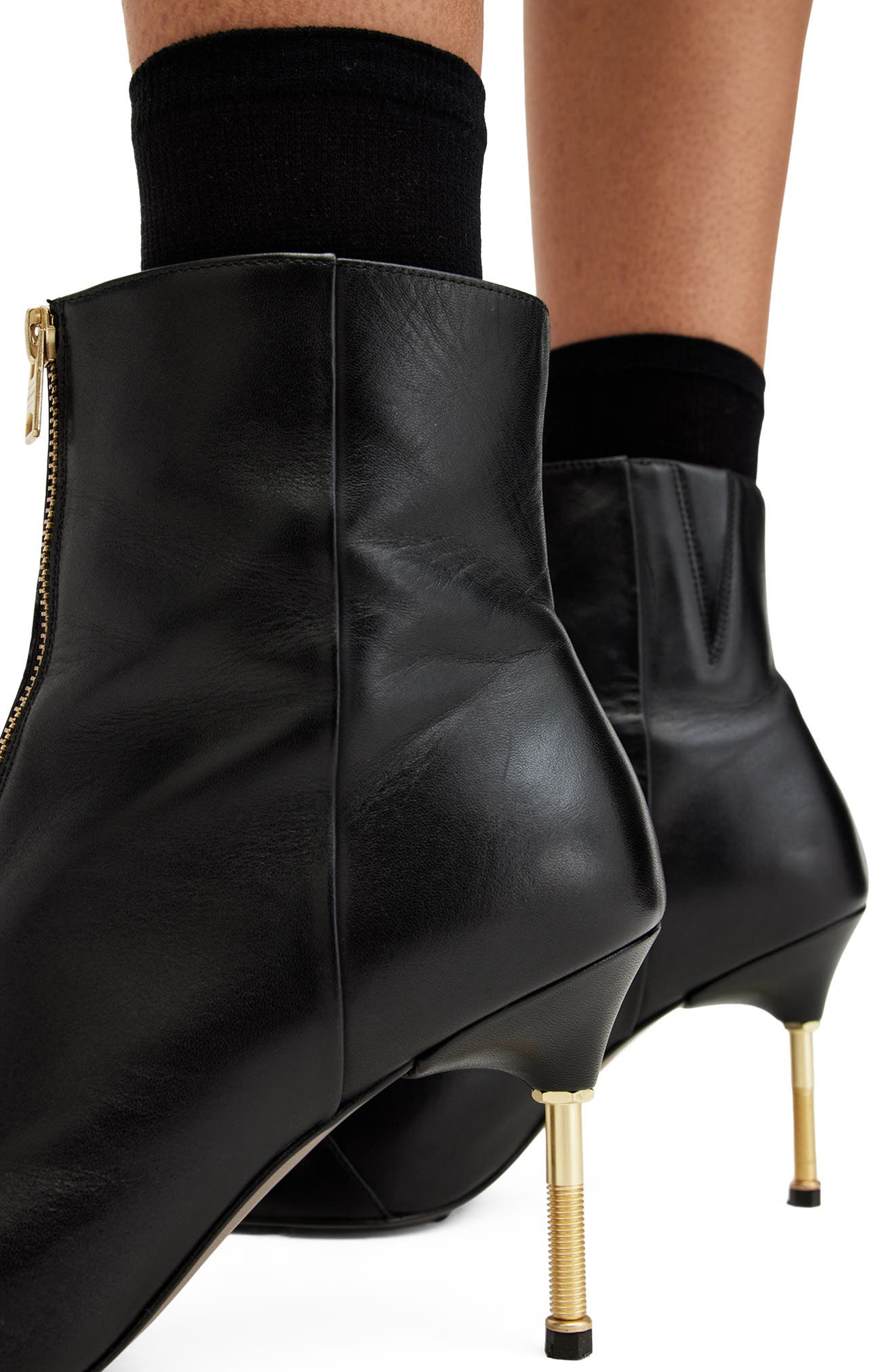 AllSaints Natasha Bootie, Alternate, color, Black/Warm Brass