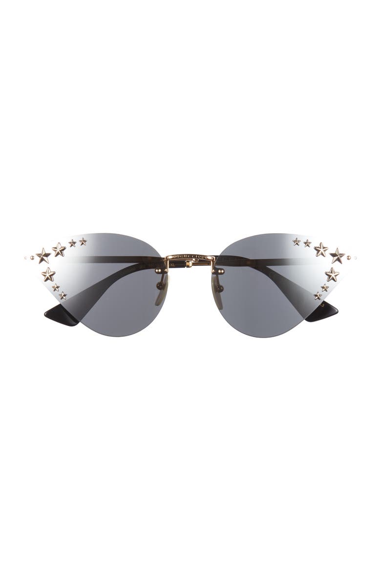 64mm Cat Eye Sunglasses, Main, color, GOLD GOLD SILVER