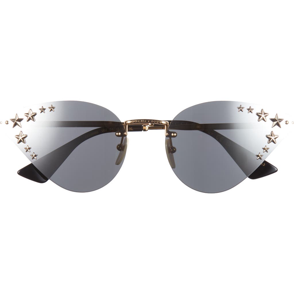 Gucci 64mm Cat Eye Sunglasses In Gold Gold Silver