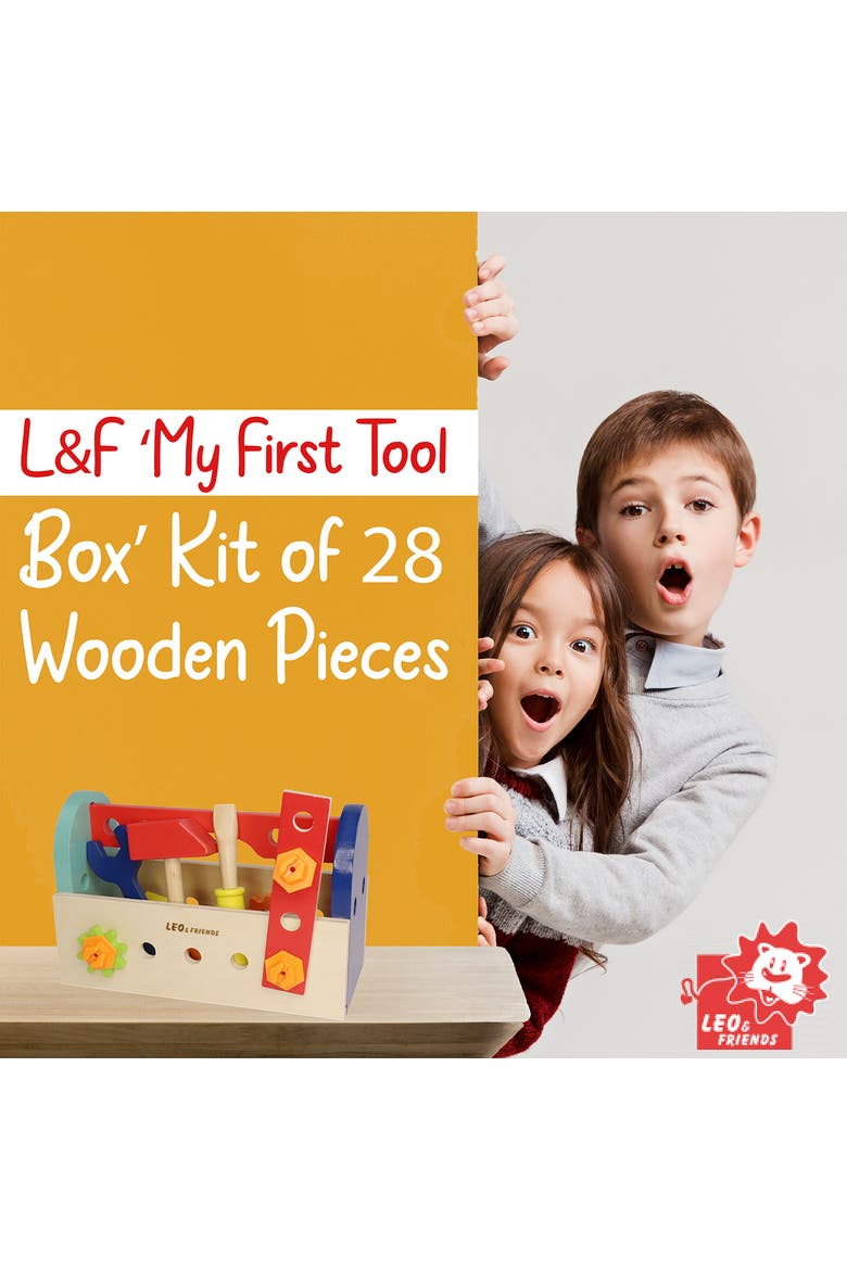 My First Tool Box Kit of 28 Wooden Pieces, Made for 3-Year-Olds and Older, Alternate, color, Beige