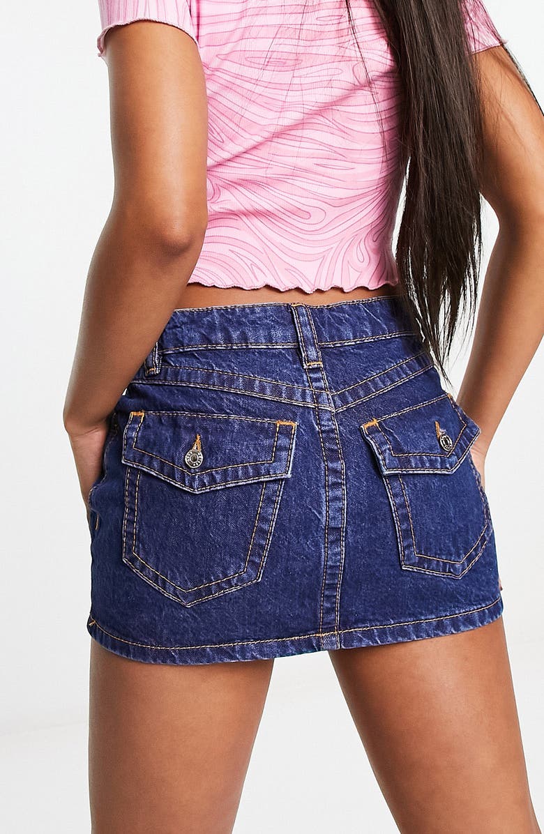 ASOS DESIGN Pelmet Denim Miniskirt, Alternate, color,