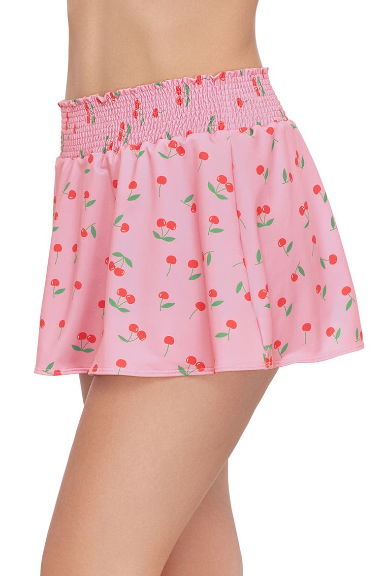 Coverup Smock Waist Mini Skirt, Alternate, color, Very Cherry