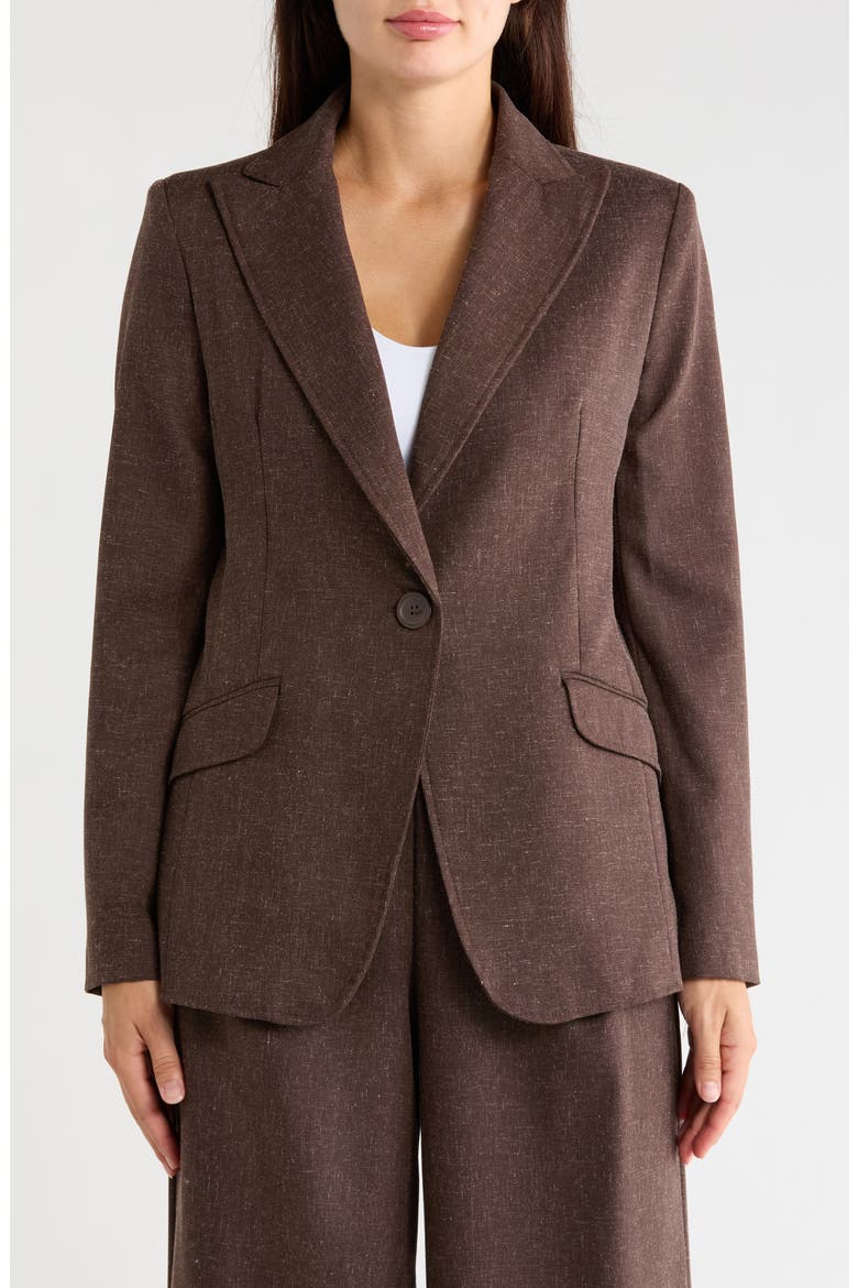 Peak Lapel Blazer, Main, color, BROWN MELANGE