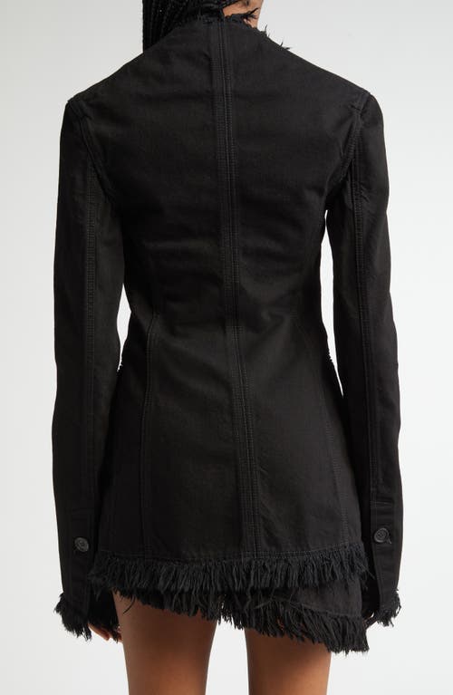 Ferragamo Asymmetric Raw Edge Denim Blazer In Nero
