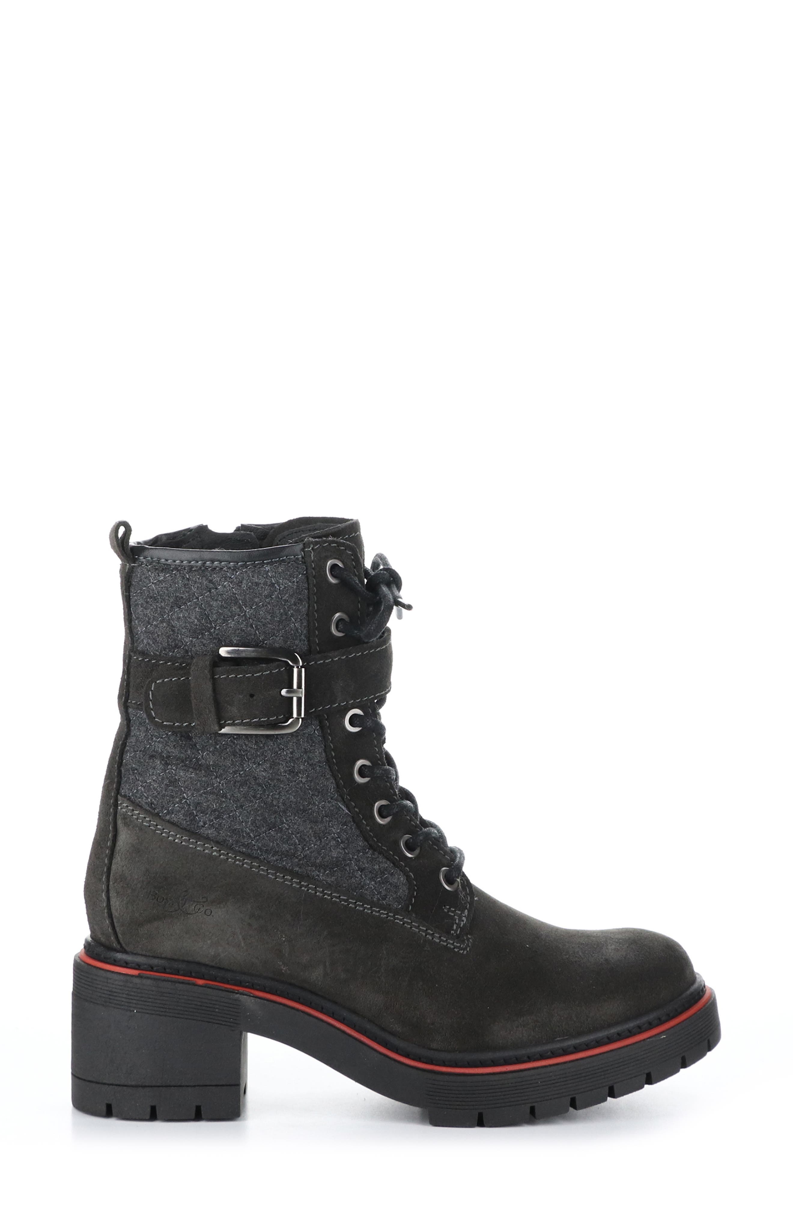 Bos. & Co. Zing Waterproof Combat Boot, Alternate, color, Grey Suede/Flannel