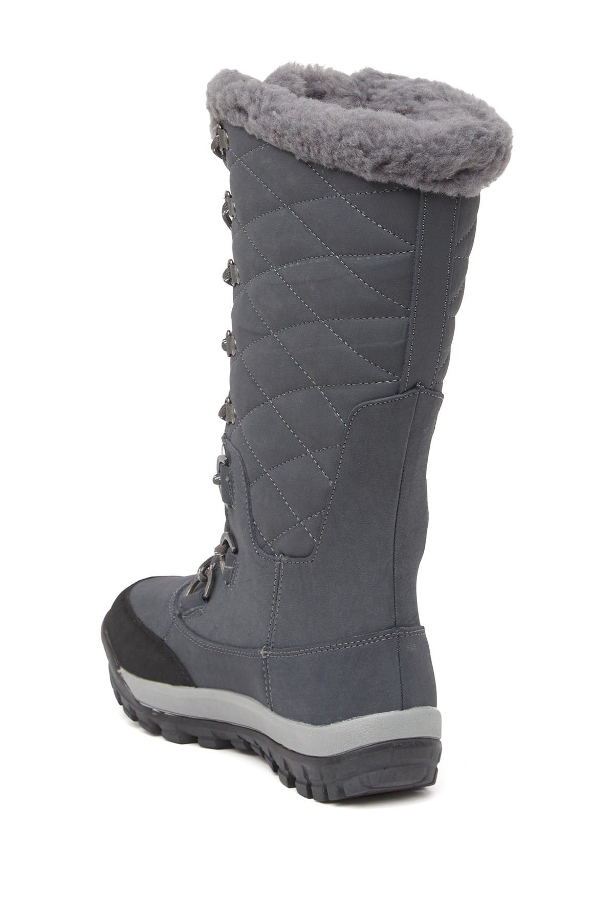 BEARPAW Isabella Genuine Sheepskin Lined Lace-Up Boot, Alternate, color, Charcoal