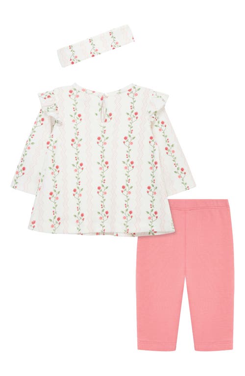 Little Me Print Tunic, Leggings & Headband Set In Pink