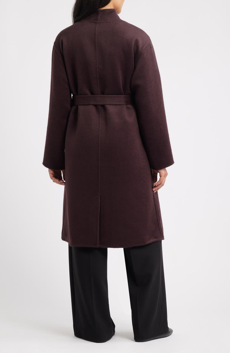 Eileen Fisher Belted Stand Collar Wool Coat, Alternate, color, Cassis