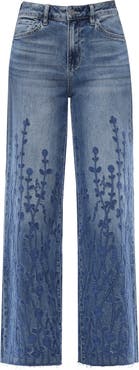 Bayeas Embroidered High Waist Wide Leg Jeans