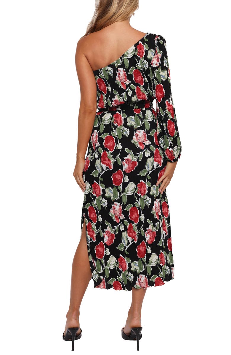 Petal & Pup Pontee Floral Plissé One-Shoulder Midi Dress, Alternate, color,