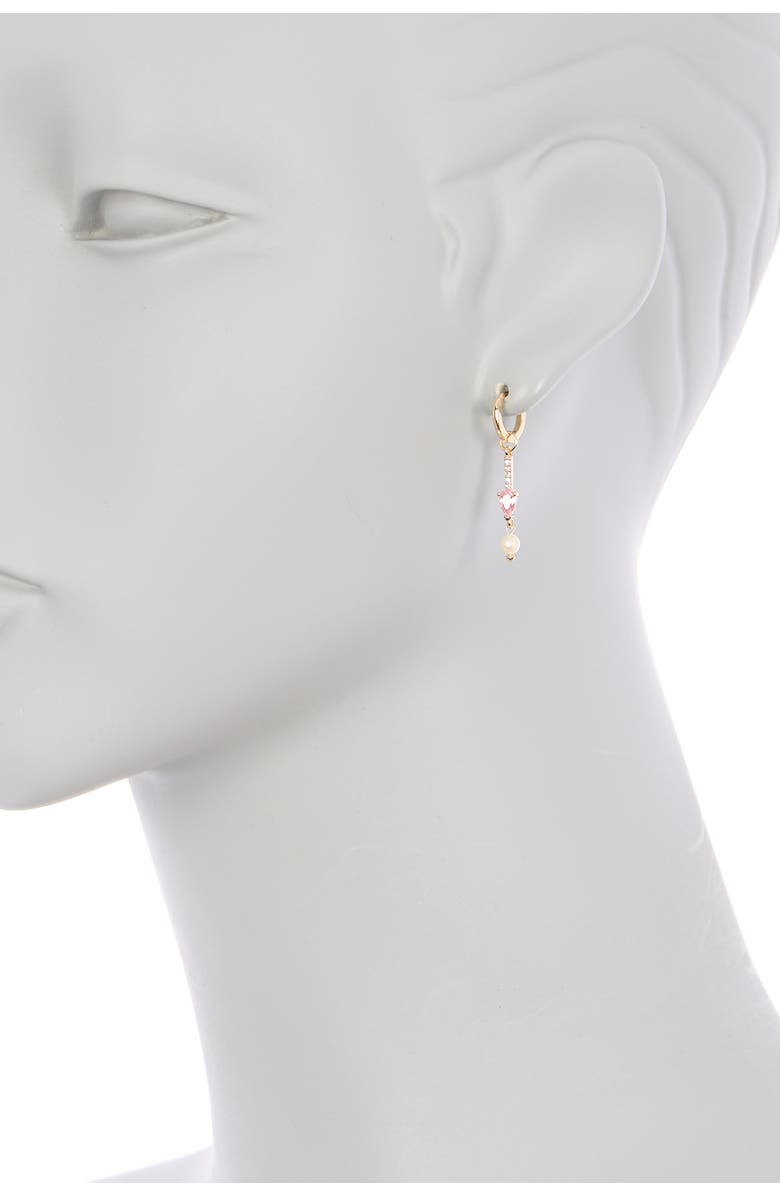NORDSTROM RACK Pink CZ & Imitation Pearl Drop Earrings, Alternate, color, 