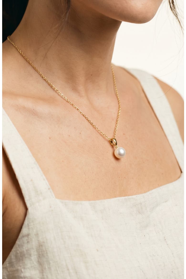 Faux Pearl Pendant Necklace, Alternate, color, GOLD