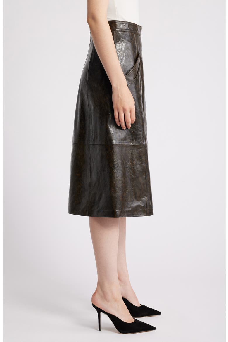 Rustic Faux Leather A-Line Skirt, Alternate, color, DARK BROWN
