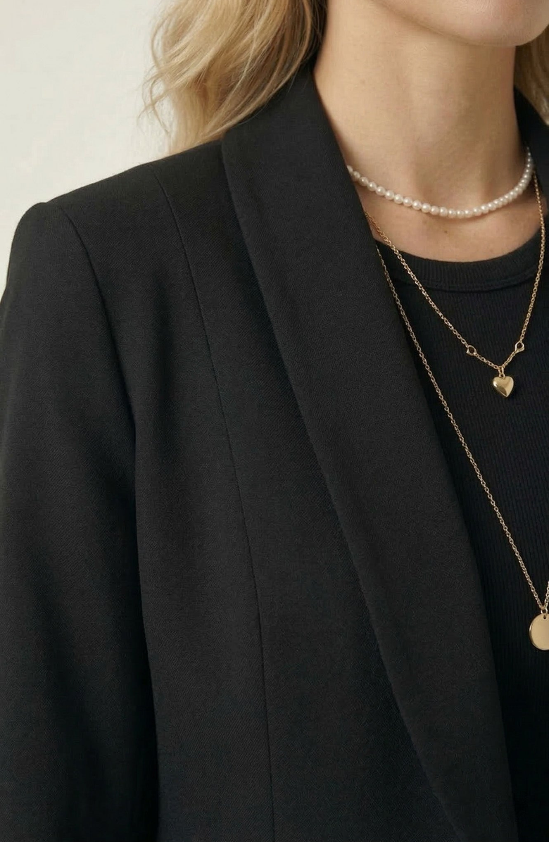 Modenaire Beaded Cropped Blazer with Shawl Collar, Alternate, color, Black