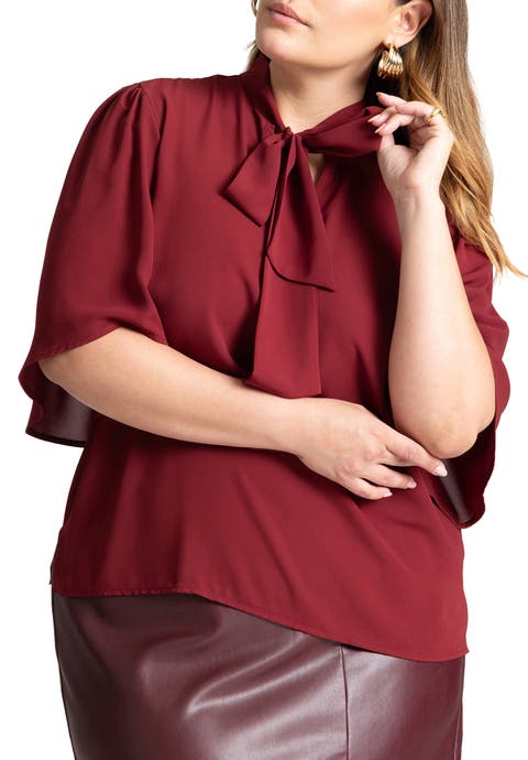 Bow Blouse With Flutter Sleeve (Plus Available)